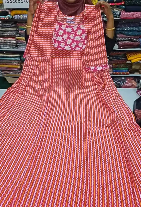 Premium Cotton Frock Style Nighty with Adjustable Rope & Side Pocket | NT3283